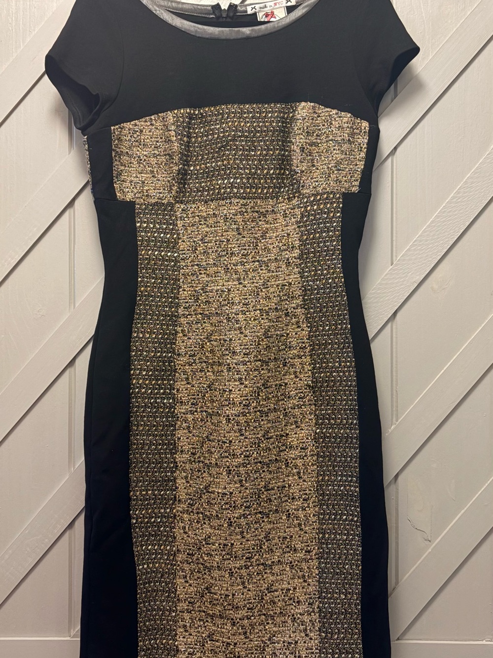 Yoana Baraschi Black Dress with Gold Tweed Center